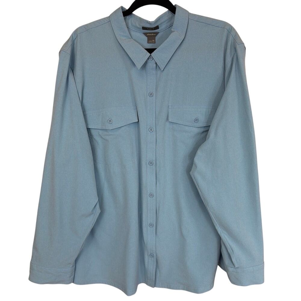 Eddie Bauer Blue Long Sleeve Roll Tab Sleeve Utility Button Up Shirt 3X